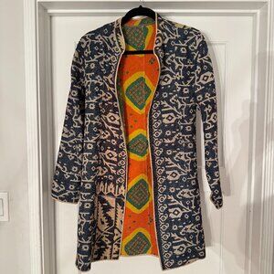 Beautiful Reversible Handmade Car Coat/Jacket made in India. Size S